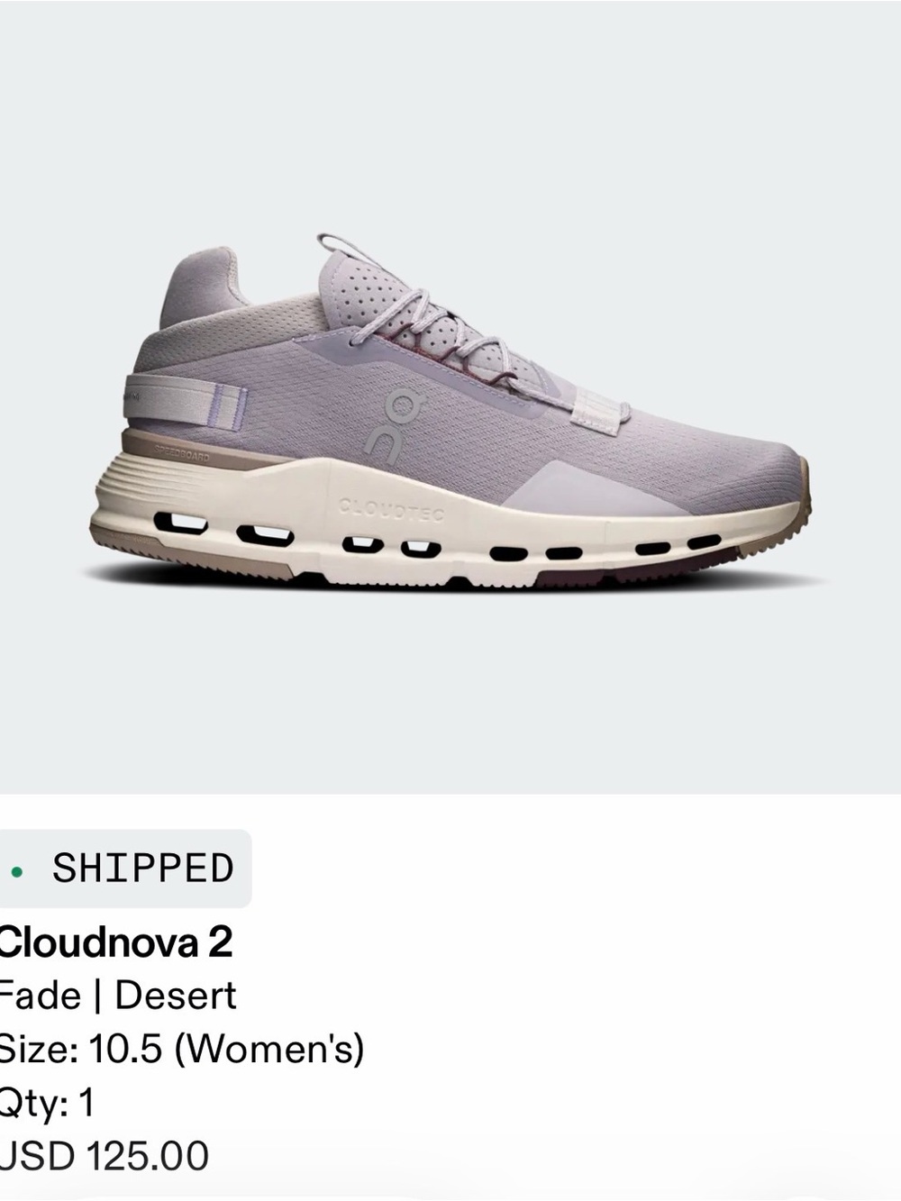 On Running Cloudnova 2 Women’s Sneakers - Fade Lavender and Desert Sole